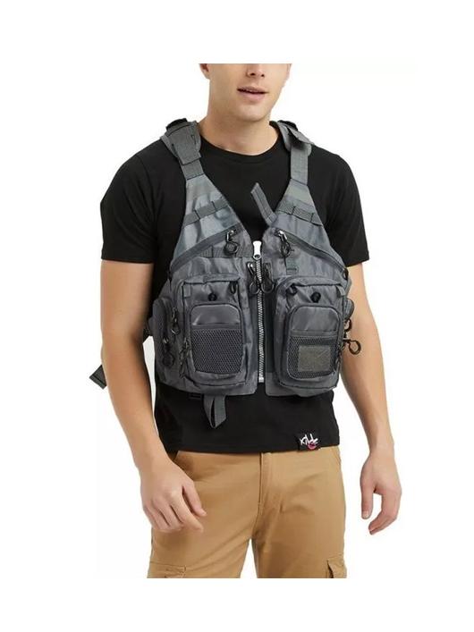 CHALECO DE PESCA CON MOCHILA SALVAVIDAS PESCADOR MOSCA, VERDE - 2