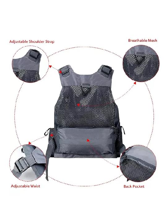 CHALECO DE PESCA CON MOCHILA SALVAVIDAS PESCADOR MOSCA, VERDE - 4