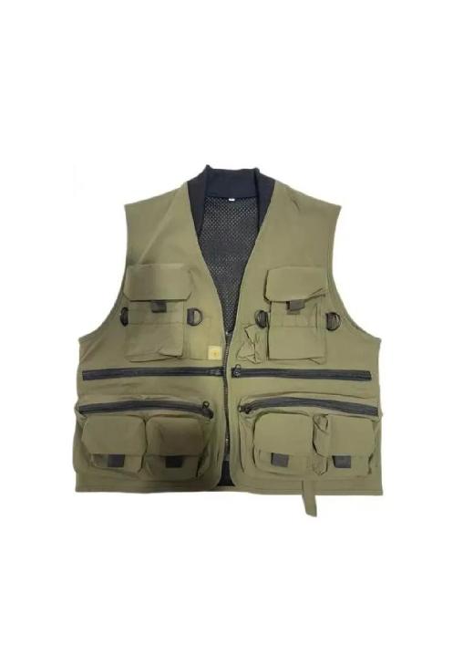 CHAQUETA GEÓLOGO CAMPING MULTI BOLSILLOS PESCA TALLA L, VERDE - 1