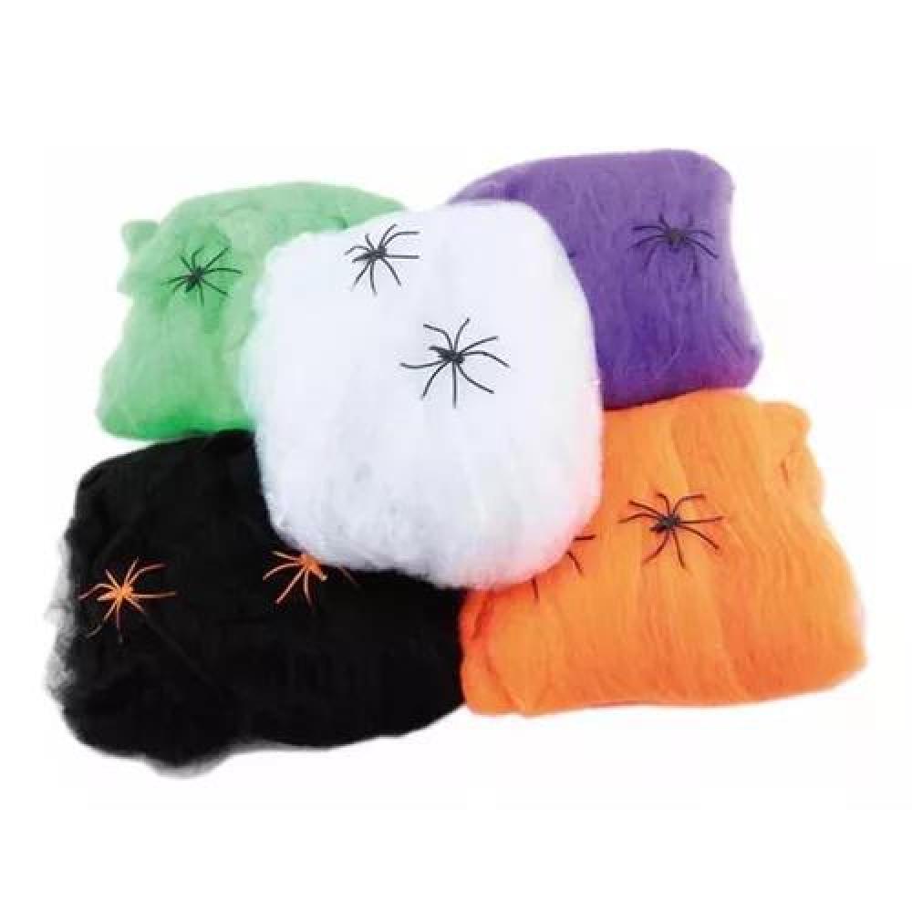 TELARAÑA ARTIFICIAL, PACK DE 12, DECORACIÓN DE HALLOWEEN ELÁSTICA - 1