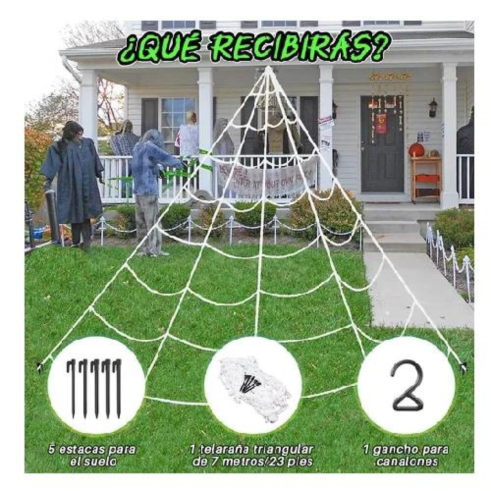 TELARAÑA HALLOWEEN DE 7 METROS, TELA DE ARAÑA GIGANTE PARA DECORACIÓN EXTERIOR - 2