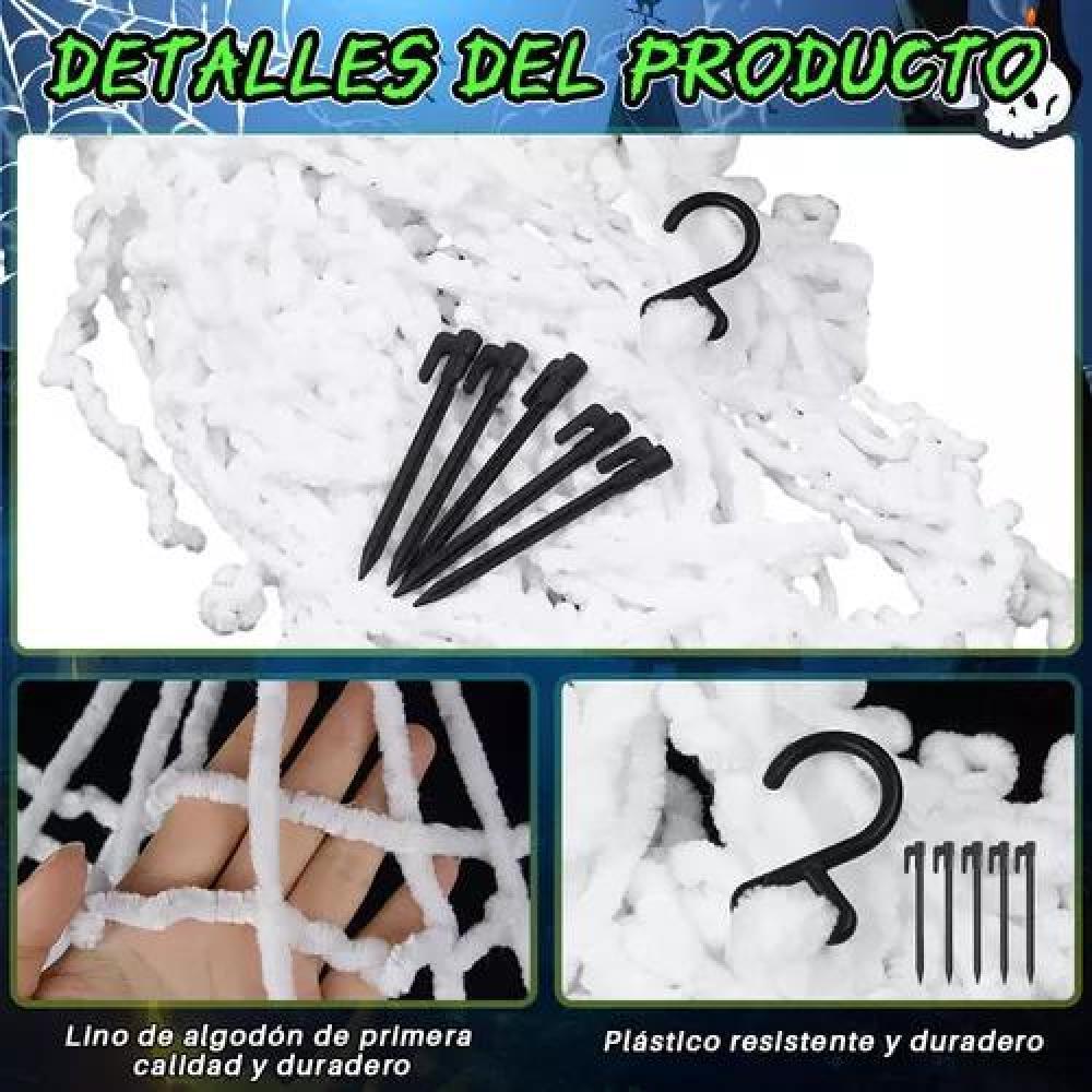 TELARAÑA HALLOWEEN DE 7 METROS, TELA DE ARAÑA GIGANTE PARA DECORACIÓN EXTERIOR - 4