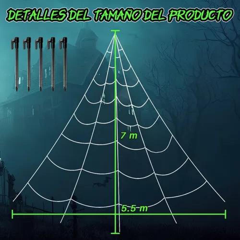 TELARAÑA HALLOWEEN DE 7 METROS, TELA DE ARAÑA GIGANTE PARA DECORACIÓN EXTERIOR - 5