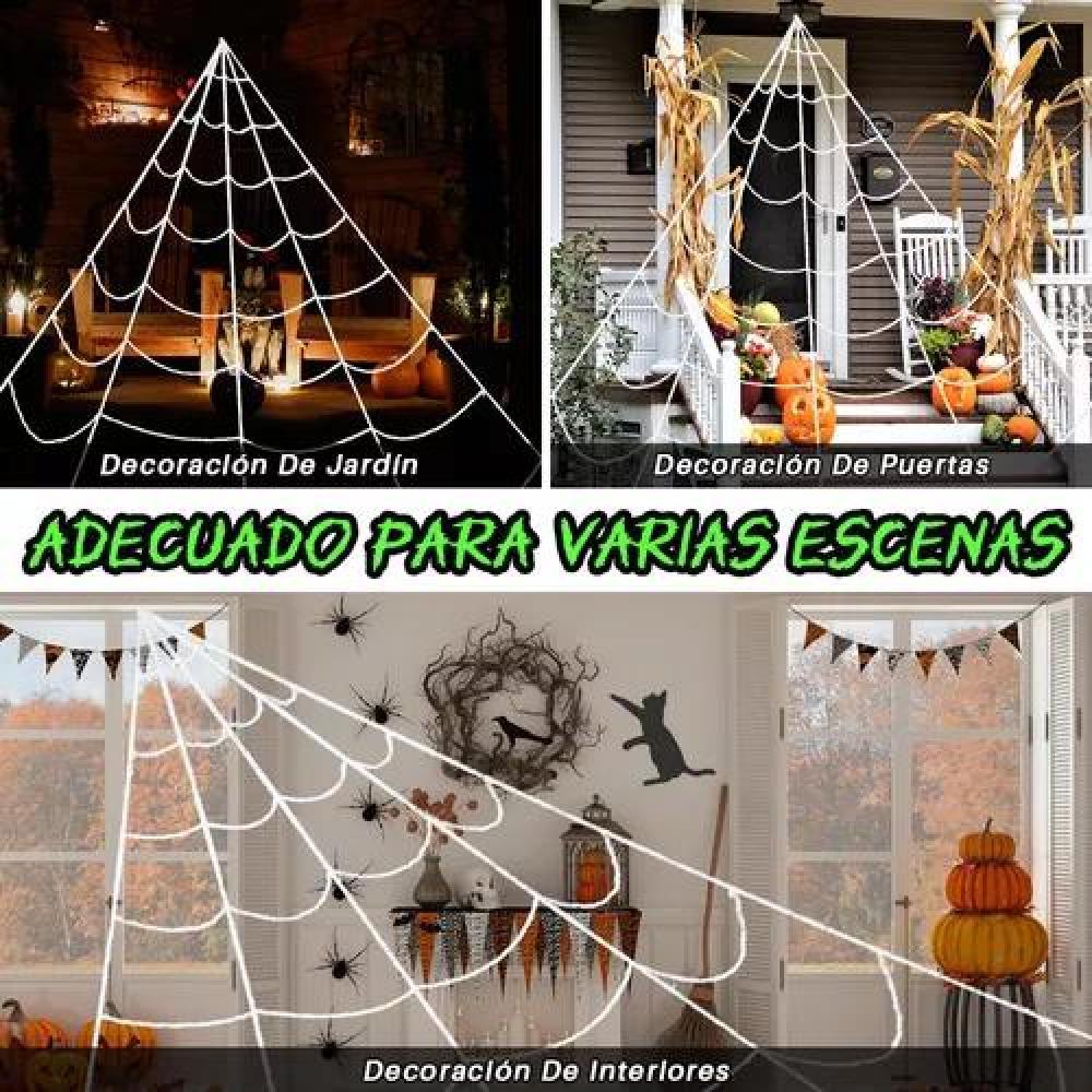 TELARAÑA HALLOWEEN DE 7 METROS, TELA DE ARAÑA GIGANTE PARA DECORACIÓN EXTERIOR - 7