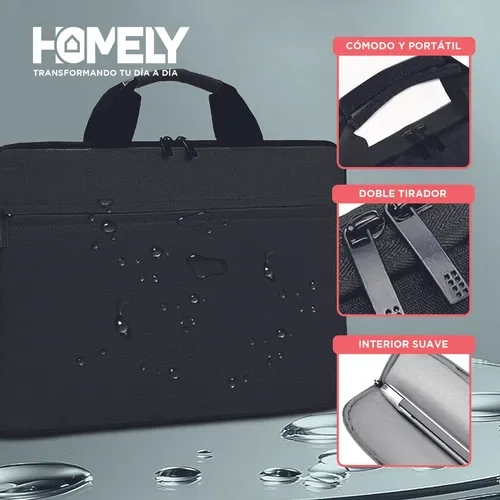 BOLSO FUNDA NOTEBOOK HOMELY 15.6 PORTATIL COLOR NEGRO - 2