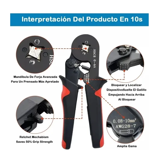 ALICATE PRENSA TERMINAL CRIMPING + 1250 FERRULES - 8