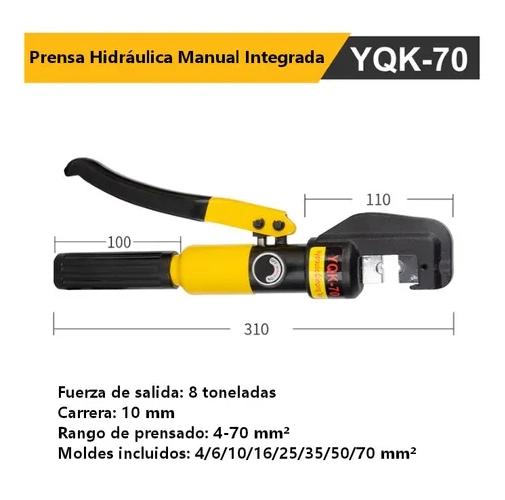 ALICATE PRENSA TERMINAL HIDRAULICA 8T MODELO YQK-70 - 2