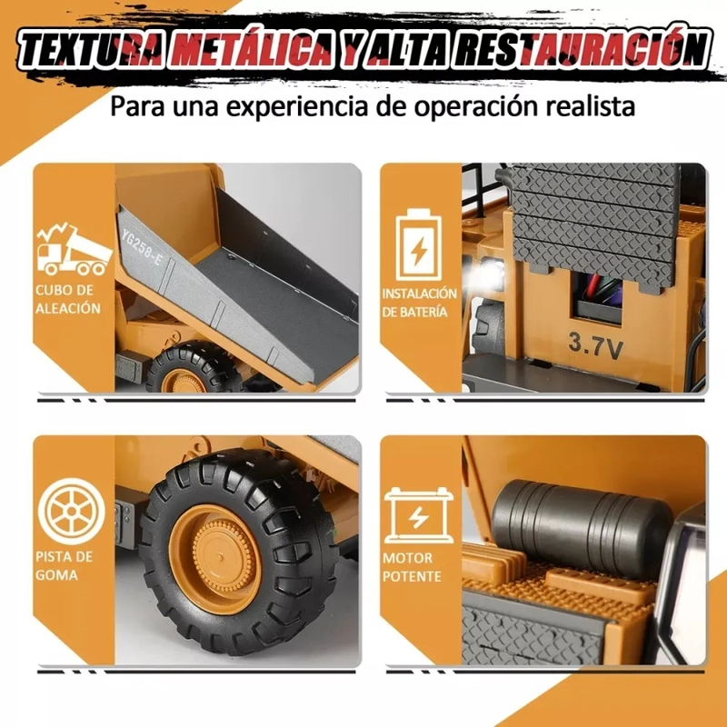 CAMION VOLQUETE RC 1:24 9CH COLOR AMARILLO - 4