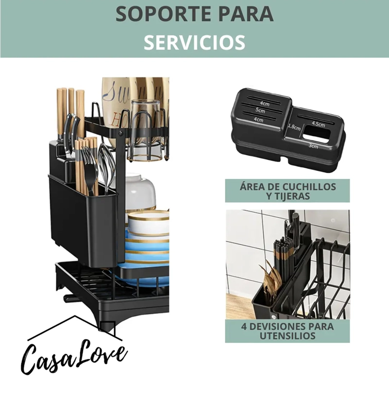 ESCURRIDOR PLATOS Y VASOS LUJO 2 NIVELES - 3