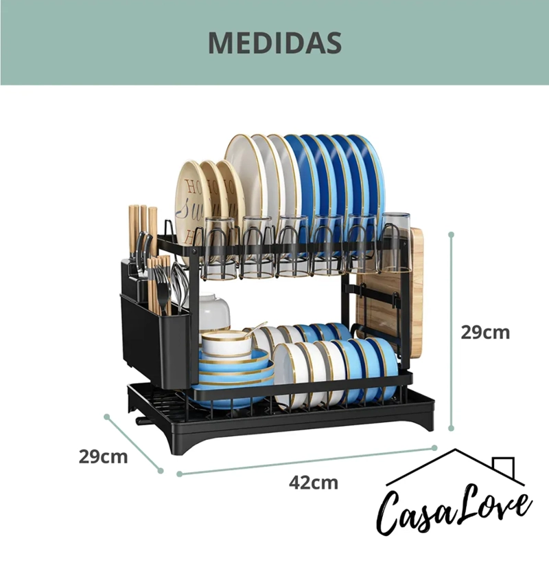 ESCURRIDOR PLATOS Y VASOS LUJO 2 NIVELES - 4