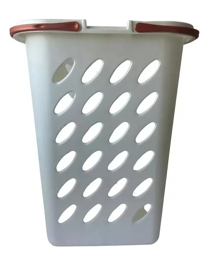 CANASTO ROPA PLASTICO DAKAR N°3 CON TAPA COLOR CREMA - 1