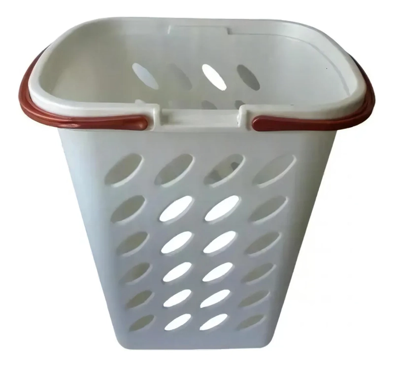 CANASTO ROPA PLASTICO DAKAR N°3 CON TAPA COLOR CREMA - 3