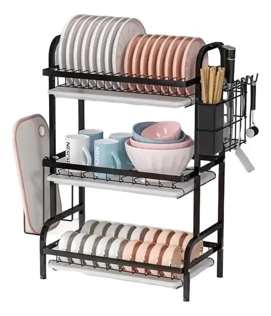 ESCURRIDOR PLATOS METAL 3 NIVELES CON BANDEJA - 1
