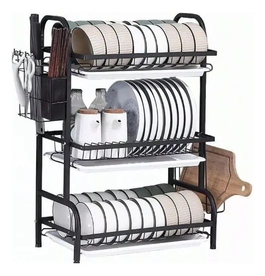 ESCURRIDOR PLATOS METAL 3 NIVELES CON BANDEJA - 3