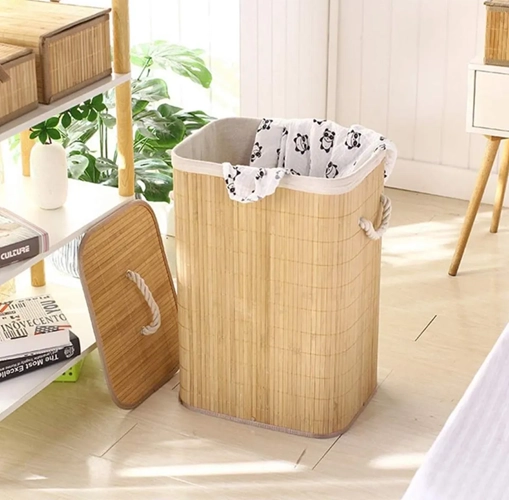 CESTO ROPA TAPA PLEGABLE COLOR BAMBU - 3