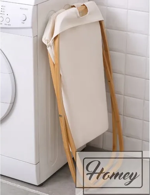 CANASTO ROPA CON ESTRUCTURA MADERA PLEGABLE - 6