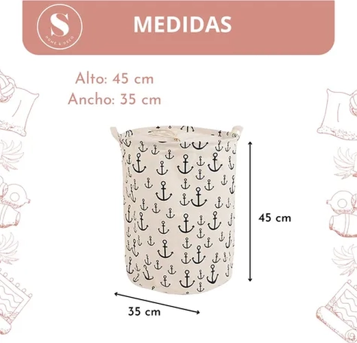 CANASTO ROPA SUCIA PLEGABLE DISEÑO ANCLA - 5