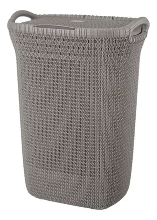 CANASTO ROPA RECTANGULAR KHIPU PLASTICO COLOR GRIS