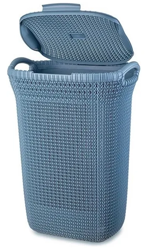 CESTO ROPA SUCIA KHIPU 60L CON TAPA COLOR AZUL ACERO - 2