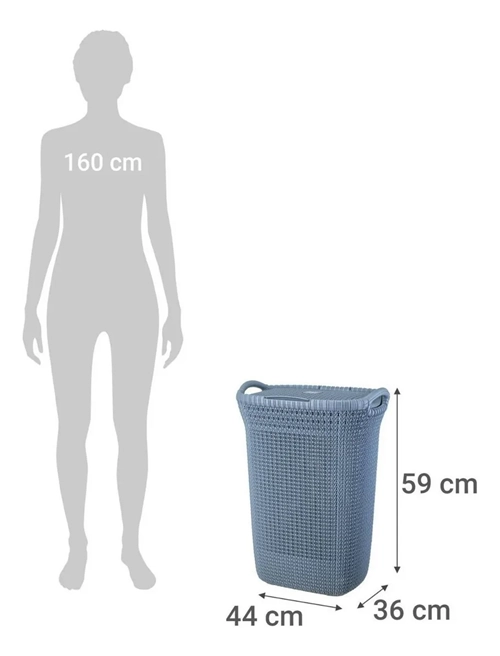 CESTO ROPA SUCIA KHIPU 60L CON TAPA COLOR AZUL ACERO - 4
