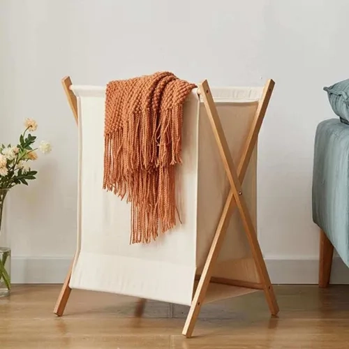CESTO ROPA BAMBU PLEGABLE COLOR BEIGE - 4