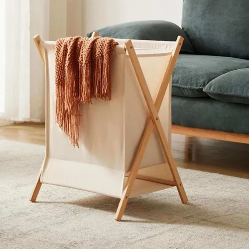 CESTO ROPA BAMBU PLEGABLE COLOR BEIGE - 5