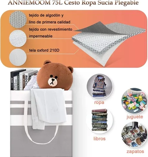 PACK 4 CESTOS ROPA SUCIA PLEGABLES (2X75L + 2X5L) - 5