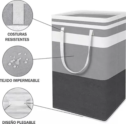 CESTO ROPA SUCIA PLEGABLE ORGANIZACION 75L 2P - 4