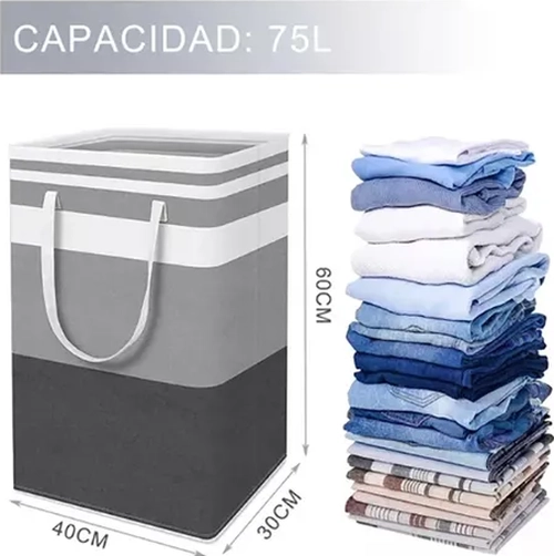 CESTO ROPA SUCIA PLEGABLE ORGANIZACION 75L 2P - 7