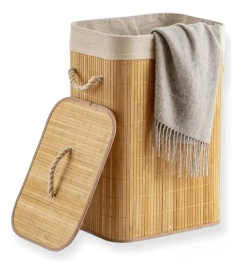 CESTO ROPA SUCIA PLEGABLE LOOK BAMBU COLOR BEIGE - 2