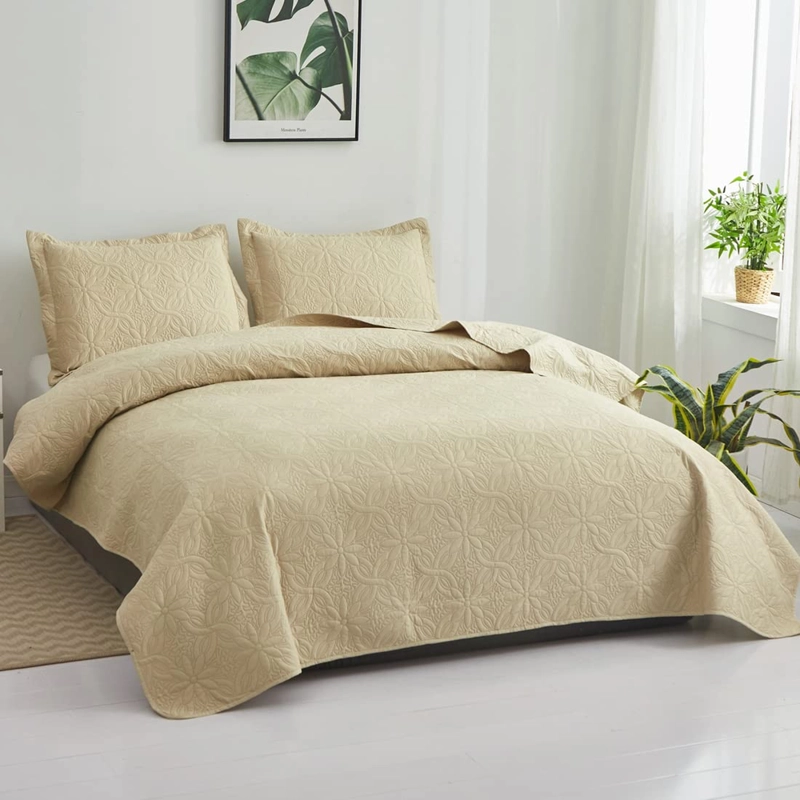 CUBRECAMA QUILT VERANO 2 PLAZAS COLOR BEIGE - 1