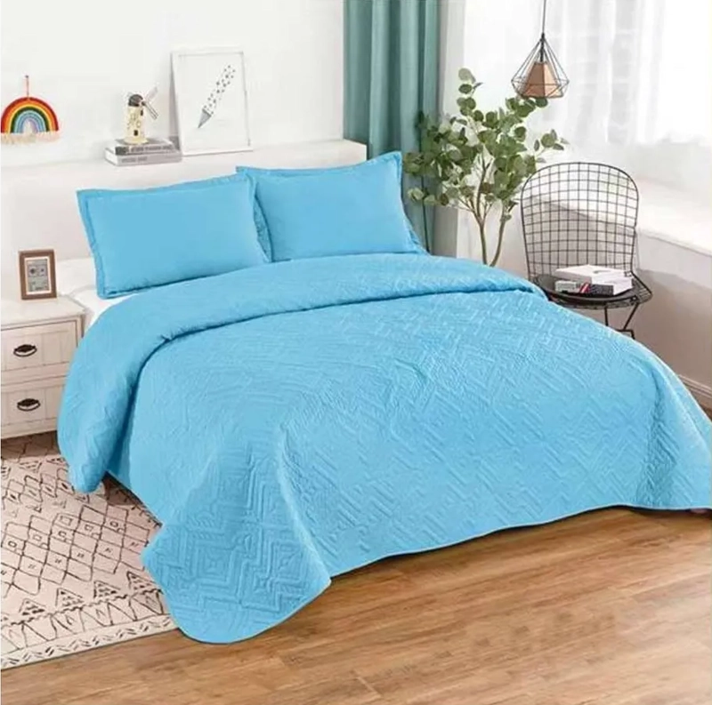 CUBRECAMA QUILT VERANO KING COLOR CELESTE - 2
