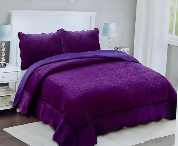 CUBRE CAMA SHERPA POLAR UNICOLOR 2 PLAZAS - 1