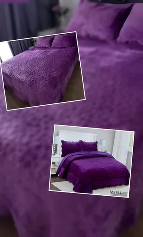 CUBRE CAMA SHERPA POLAR UNICOLOR 2 PLAZAS - 3