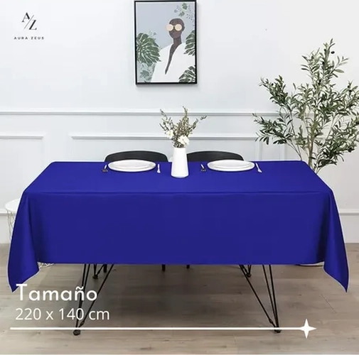 MANTEL ANTIMANCHAS 220X140 AZUL LISO - 1