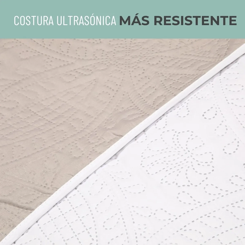 CUBRECAMA QUILT REVERSIBLE 1.5 PLAZA BLANCO/GRIS - 3