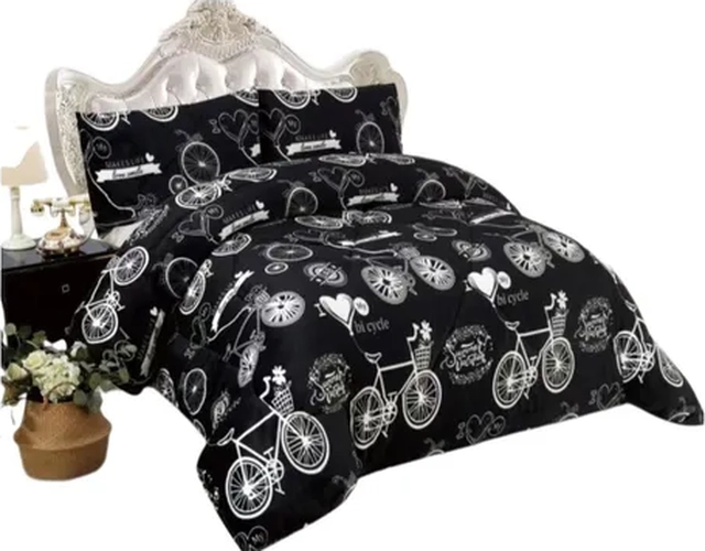 CUBRECAMA VERANO 2 PLAZAS PARIS FLORES COLOR NEGRO - 1
