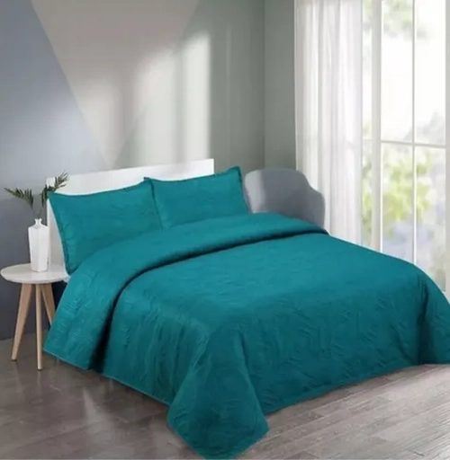 CUBRECAMA QUILT POMPONES 2 PLAZAS COLOR TURQUESA - 2