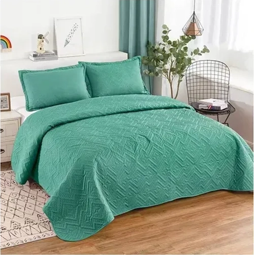 CUBRECAMA QUILT POMPONES 2 PLAZAS COLOR TURQUESA - 4