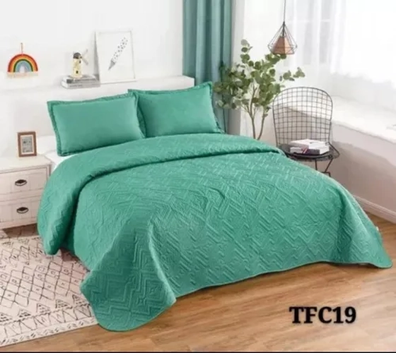 CUBRECAMA QUILT POMPONES 2 PLAZAS COLOR TURQUESA - 5