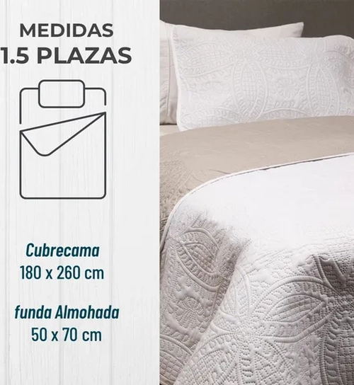 CUBRECAMA QUILT REVERSIBLE 1.5 PLAZA 180X260 - 2
