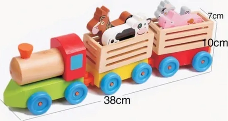 TREN MADERA GRANJA CON ANIMALES - 2