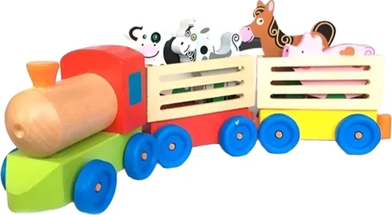 TREN MADERA GRANJA CON ANIMALES - 5