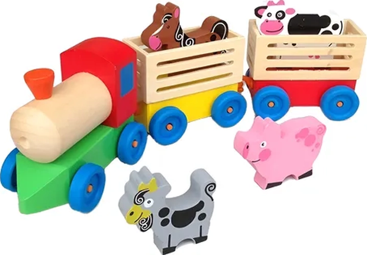 TREN MADERA GRANJA CON ANIMALES - 6