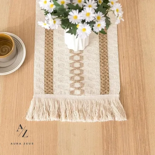 CAMINO MESA ALGODON YUTE 180X30 TRENZA CAFE - 4