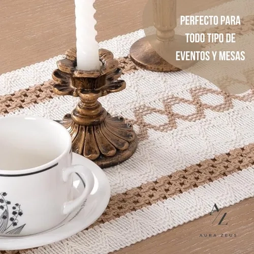 CAMINO MESA ALGODON YUTE 180X30 TRENZA CAFE - 5