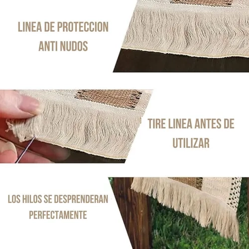 CAMINO MESA ALGODON YUTE 180X30 TRENZA CAFE - 6