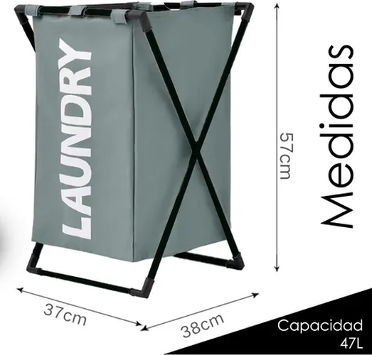 CANASTO ROPA SUCIA TELA PLEGABLE PRACTICO - 2