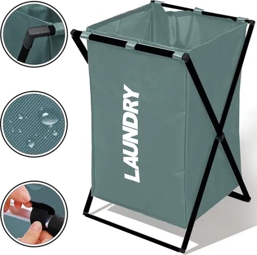 CANASTO ROPA SUCIA TELA PLEGABLE PRACTICO - 5