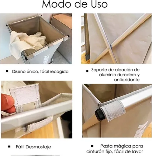 CANASTO ROPA SUCIA TELA PLEGABLE PRACTICO - 8